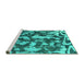 Sideview of Machine Washable Abstract Turquoise Modern Area Rugs, wshabs1094turq