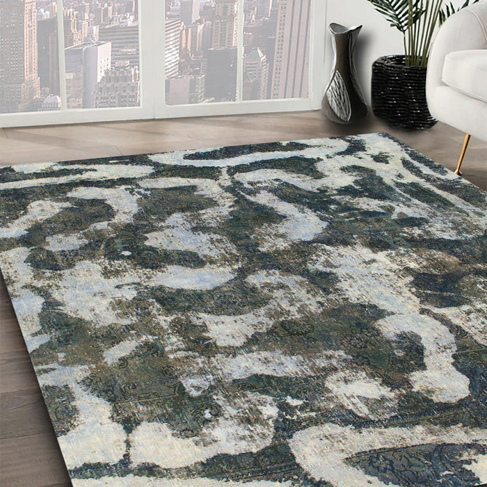 Machine Washable Abstract Dark Gray Rug in a Family Room, wshabs1094