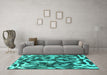 Machine Washable Abstract Turquoise Modern Area Rugs in a Living Room,, wshabs1094turq