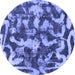 Round Abstract Blue Modern Rug, abs1094blu