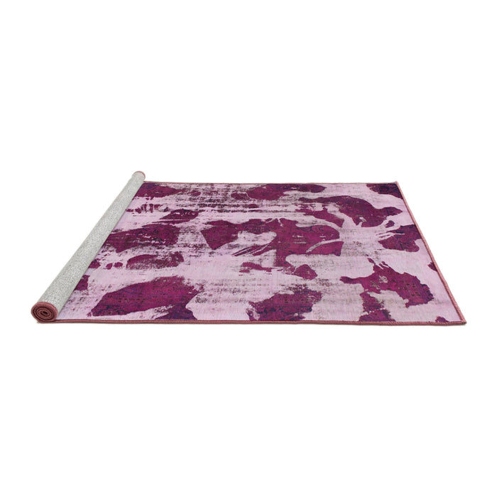 Sideview of Machine Washable Abstract Dark Pink Rug, wshabs1095