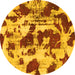 Round Abstract Yellow Modern Rug, abs1095yw