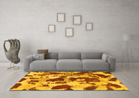 Machine Washable Abstract Yellow Modern Rug, wshabs1095yw