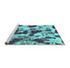 Sideview of Machine Washable Abstract Turquoise Modern Area Rugs, wshabs1095turq