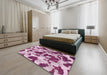 Round Abstract Dark Pink Modern Rug in a Office, abs1095