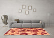 Machine Washable Abstract Orange Modern Area Rugs in a Living Room, wshabs1095org