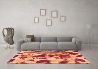 Machine Washable Abstract Orange Modern Rug, wshabs1095org