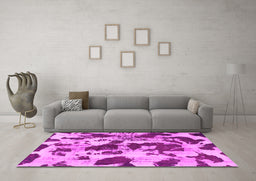 Machine Washable Abstract Pink Modern Rug in a Living Room, wshabs1095pnk