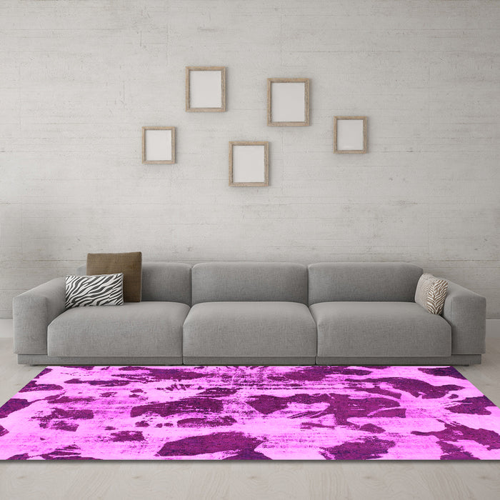 Machine Washable Abstract Pink Modern Rug in a Living Room, wshabs1095pnk