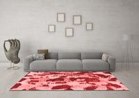 Machine Washable Abstract Red Modern Rug, wshabs1095red