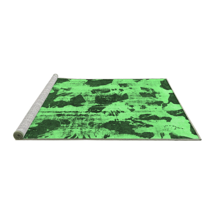 Sideview of Machine Washable Abstract Emerald Green Modern Area Rugs, wshabs1095emgrn