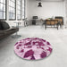 Abstract Dark Pink Modern Rug in a Kitchen, abs1095