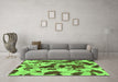 Machine Washable Abstract Green Modern Area Rugs in a Living Room,, wshabs1095grn