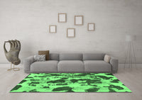 Machine Washable Abstract Emerald Green Modern Rug, wshabs1095emgrn