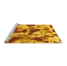 Sideview of Machine Washable Abstract Yellow Modern Rug, wshabs1095yw