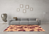 Machine Washable Abstract Brown Modern Rug, wshabs1095brn