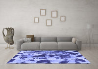 Machine Washable Abstract Blue Modern Rug, wshabs1095blu