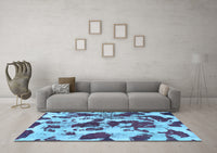 Machine Washable Abstract Light Blue Modern Rug, wshabs1095lblu