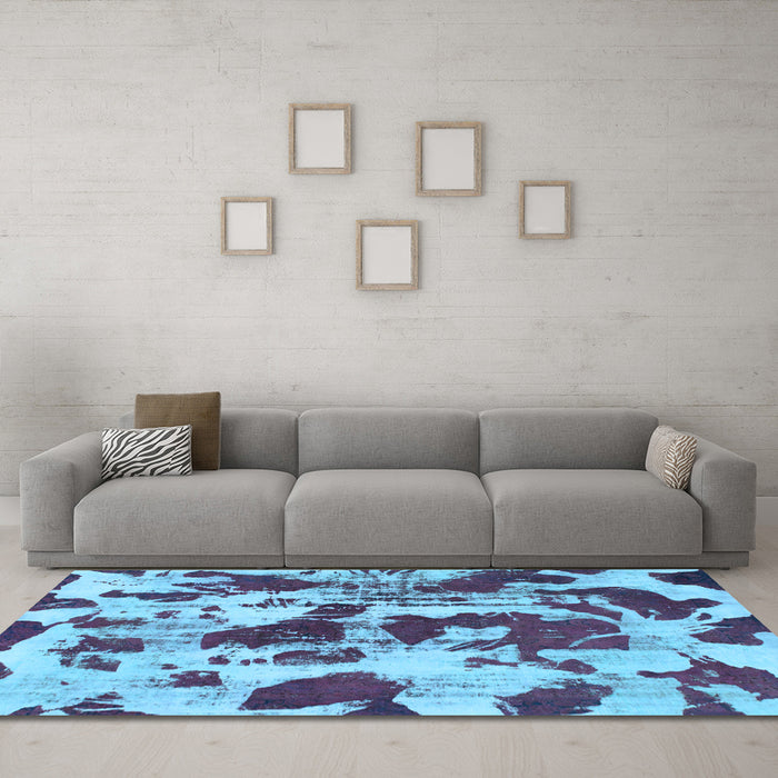 Machine Washable Abstract Light Blue Modern Rug in a Living Room, wshabs1095lblu
