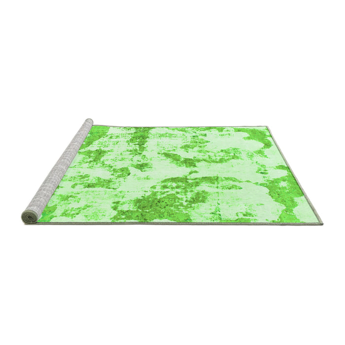 Sideview of Machine Washable Abstract Green Modern Area Rugs, wshabs1096grn