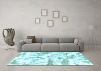 Machine Washable Abstract Light Blue Modern Rug, wshabs1096lblu