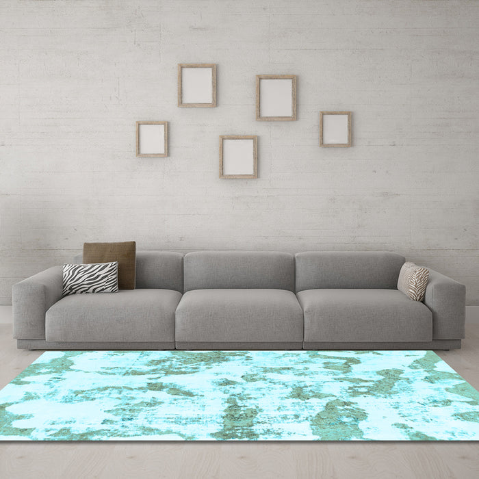Machine Washable Abstract Light Blue Modern Rug in a Living Room, wshabs1096lblu