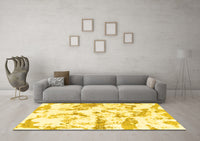 Machine Washable Abstract Yellow Modern Rug, wshabs1096yw