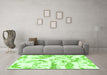 Machine Washable Abstract Green Modern Area Rugs in a Living Room,, wshabs1096grn