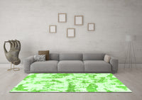 Machine Washable Abstract Green Modern Rug, wshabs1096grn