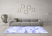 Machine Washable Abstract Blue Modern Rug, wshabs1096blu