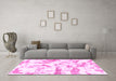Machine Washable Abstract Pink Modern Rug in a Living Room, wshabs1096pnk