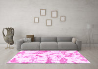 Machine Washable Abstract Pink Modern Rug, wshabs1096pnk