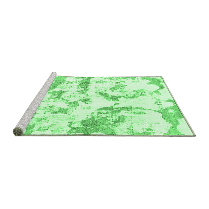 Sideview of Machine Washable Abstract Emerald Green Modern Area Rugs, wshabs1096emgrn
