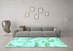 Machine Washable Abstract Turquoise Modern Area Rugs in a Living Room,, wshabs1096turq