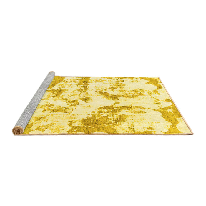 Sideview of Machine Washable Abstract Yellow Modern Rug, wshabs1096yw