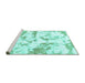 Sideview of Machine Washable Abstract Turquoise Modern Area Rugs, wshabs1096turq