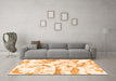 Machine Washable Abstract Orange Modern Area Rugs in a Living Room, wshabs1096org