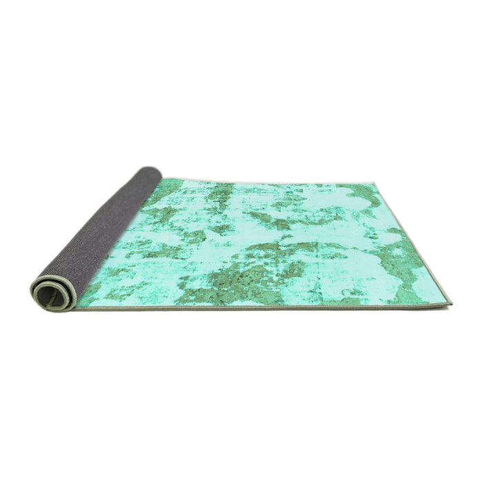 Sideview of Abstract Turquoise Modern Rug, abs1096turq
