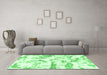 Machine Washable Abstract Emerald Green Modern Area Rugs in a Living Room,, wshabs1096emgrn