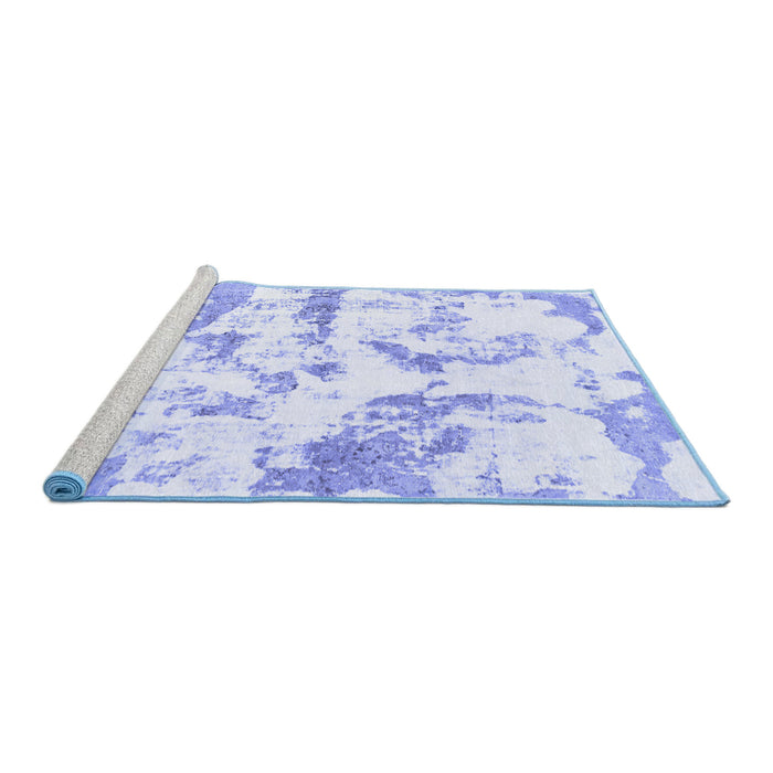 Sideview of Machine Washable Abstract Blue Modern Rug, wshabs1096blu