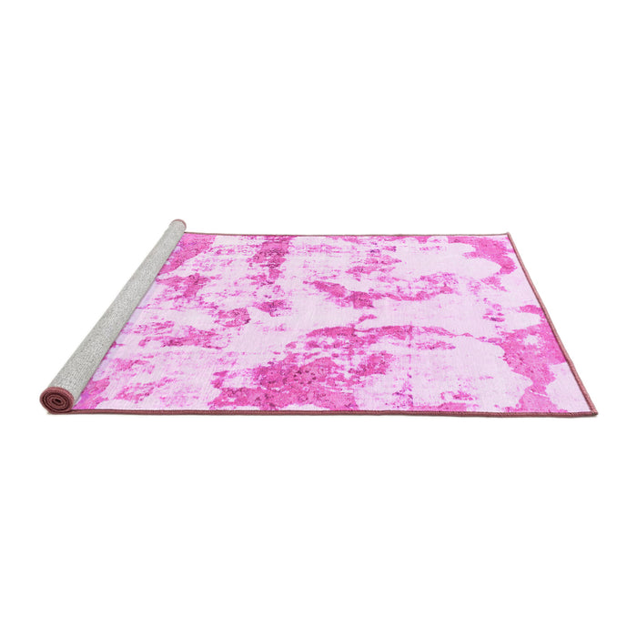Sideview of Machine Washable Abstract Pink Modern Rug, wshabs1096pnk