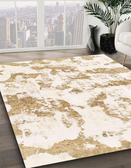 Machine Washable Abstract Yellow Rug in a Family Room, wshabs1096