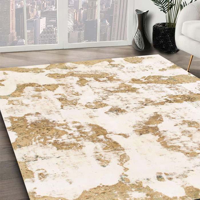 Machine Washable Abstract Yellow Rug in a Family Room, wshabs1096