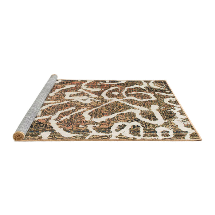 Sideview of Machine Washable Abstract Deep Peach Orange Rug, wshabs1097