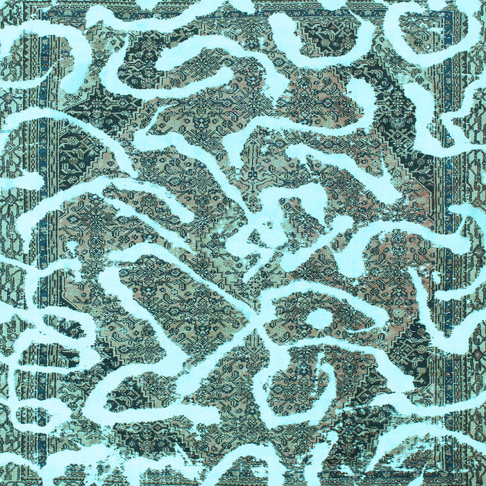 Square Abstract Light Blue Modern Rug, abs1097lblu