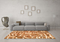 Machine Washable Abstract Orange Modern Rug, wshabs1097org