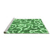 Sideview of Machine Washable Abstract Emerald Green Modern Area Rugs, wshabs1097emgrn