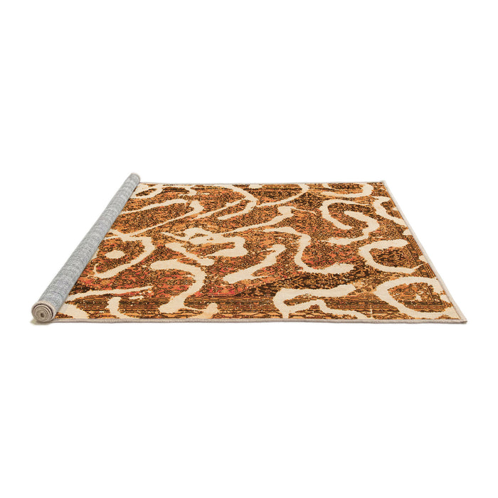 Sideview of Machine Washable Abstract Orange Modern Area Rugs, wshabs1097org