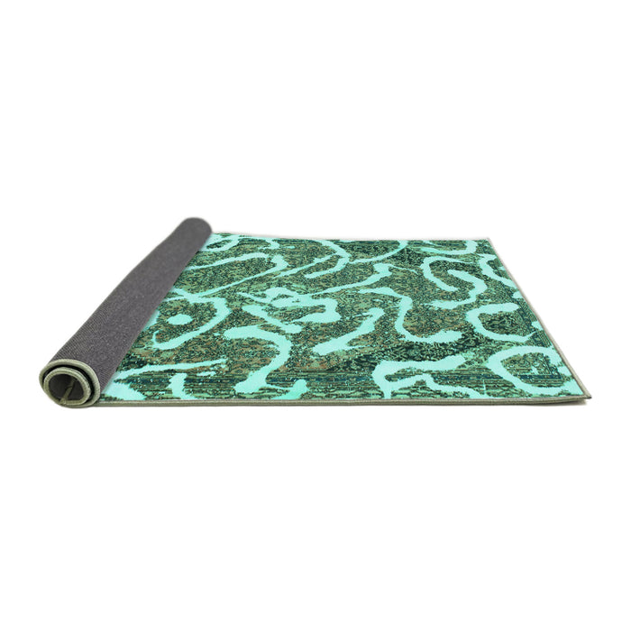 Sideview of Abstract Turquoise Modern Rug, abs1097turq