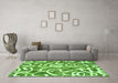 Machine Washable Abstract Green Modern Area Rugs in a Living Room,, wshabs1097grn